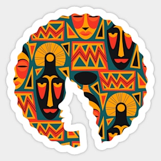 Afro Hair Woman with African Pattern, Black History Sticker